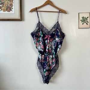Vintage 1970’s Colesce Collection Satin Floral Romper Lingerie